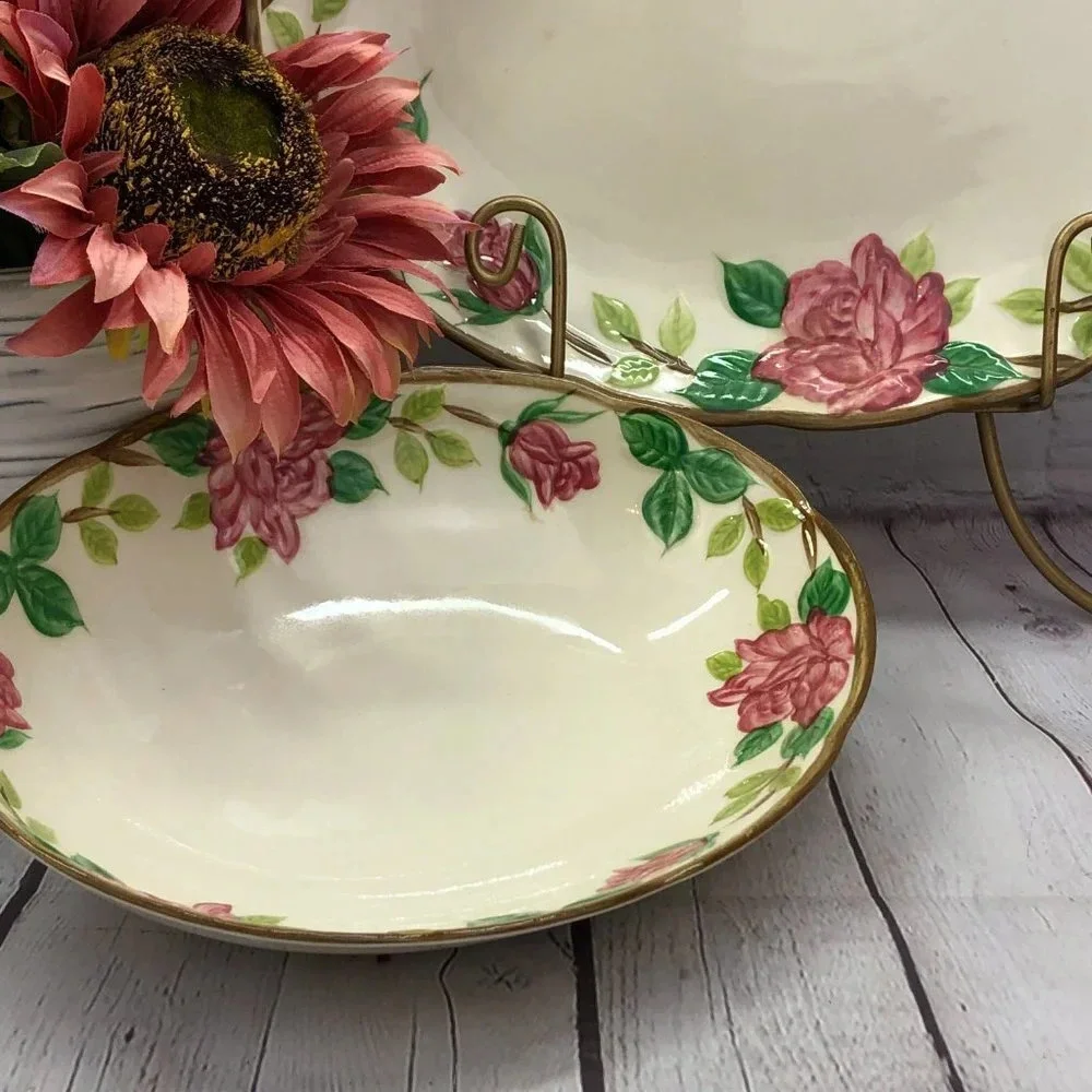 vintage NORLEANS eathware american beauty rose platter or serving bowl